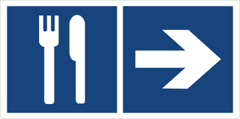 Znak restauracja (kierunek w prawo) mniejszy na płycie PCV (865-12)