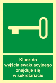 Znak klucz do wyjścia ewakuacyjnego znajduję się w sekretariacie (AC033)