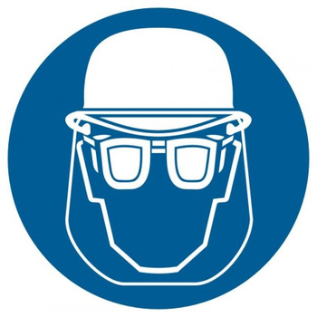 Znak nakaz stosowania ochrony głowy i twarzy na Folii Samoprzylepnej (GK003)