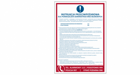 Instrukcja przeciwpożarowa dla pomieszczeń administracyjno-biurowych (IN007)