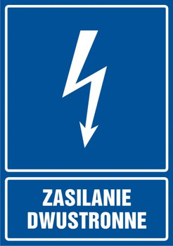 Znak Zasilanie dwustronne na Folii Samoprzylepnej (HG042)