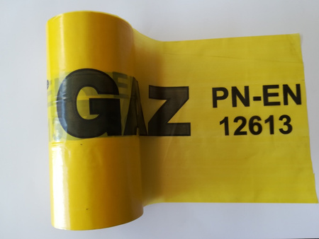 Taśma ostrzegawczo-lokalizacyjna (z wkładką metalową) GAZ PN-EN 12613 200mm/100m