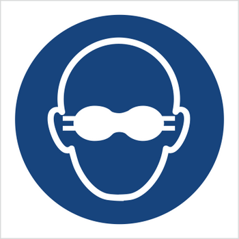 Znak nakaz stosowania przyciemnionych gogli ochronnych na Folii Samoprzylepnej (M07) (ISO 7010)