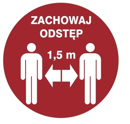 Znak zachowaj odstęp 1,5m na Folii Samoprzylepnej