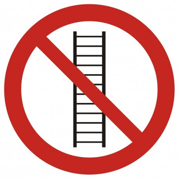 Znak zakaz używania drabiny na płycie PCV (GB040)