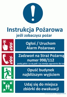 Znak Instrukcja pożarowa (T025)