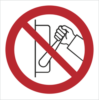 ZNAK ZAKAZ URUCHAMIANIA MASZYNY (URZĄDZENIA NIE URUCHAMIAĆ) na Folii Samoprzylepnej (608)