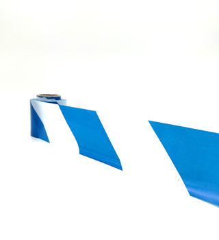 Taśma ostrzegawcza biało-niebieska 70mm/100m