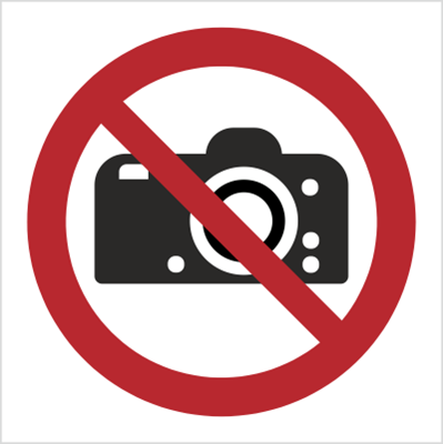 Znak zakaz fotografowania na płycie PCV (P29) (ISO 7010)