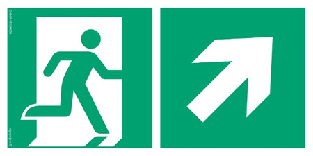 Znak kierunek do wyjścia ewakuacyjnego - w górę w prawo (AE096) Signproject
