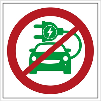 Znak Zakaz wjazdu samochodów elektrycznych na płycie PCV (702-14)