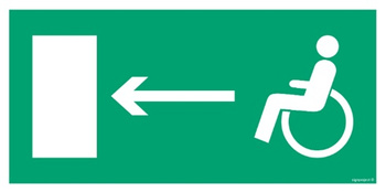 Znak kierunek do wyjścia drogi ewakuacyjnej w lewo dla niepełnosprawnych (AC010) Signproject