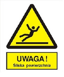 Znak uwaga śliska powierzchnia na Folii Samoprzylepnej (335)