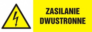 Znak Zasilanie dwustronne na Folii Samoprzylepnej (HB017)