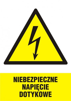 Znak Niebezpieczne napięcie dotykowe na Folii Samoprzylepnej (HA015)