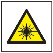 Znak ostrzeżenie przed wiązką laserową na Folii Samoprzylepnej (W04) (ISO 7010)