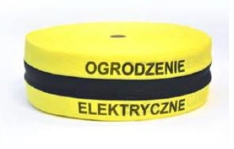 Taśma ostrzegawcza parciana poliestrowa żółto-czarna ogrodzenie elektryczne 80mm/100m
