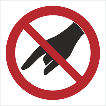 Znak Zakaz wkładania ręki na Folii Samoprzylepnej (635)