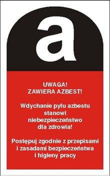 Znak uwaga zawiera azbest na Folii Samoprzylepnej (700-13)