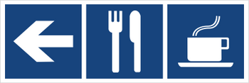 Znak restauracja kawiarnia (kierunek w lewo) na Folii Samoprzylepnej (865-29)