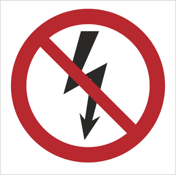 Znak Nie załączać urządzeń elektrycznych na płycie PCV (647)