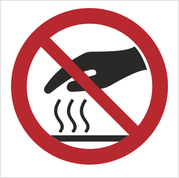 Znak Uwaga. Gorąca powierzchnia na Folii Samoprzylepnej (642)