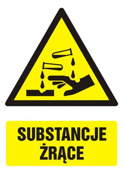 Znak Substancje żrące na płycie PCV (GF009)