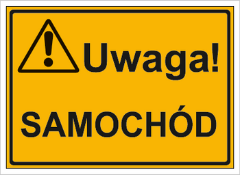 Znak uwaga samochód na płycie HIPS (319-43)