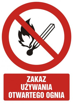 Znak zakaz używania otwartego ognia na płycie PCV (GC054)