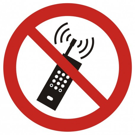 Znak zakaz używania telefonów komórkowych na Folii Samoprzylepnej (GAP013)