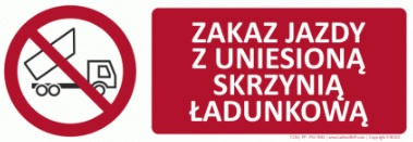 Znak Zakaz jazdy z uniesioną skrzynią (T236)