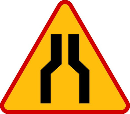 Znak ostrzegawczy METALOWY Zwężenie jezdni - dwustronne (A12a)