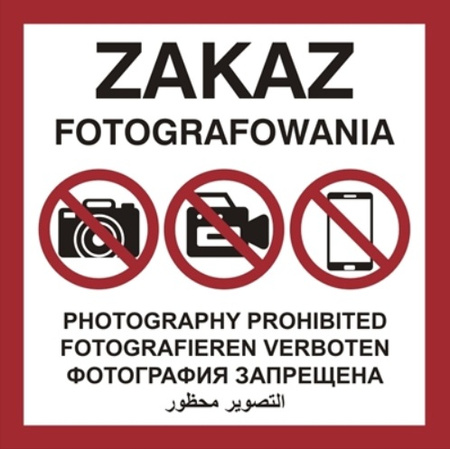 Znak 857-55 dla wojska i obiektów kluczowych dla bezpieczeństwa państwa – Zakaz fotografowania na płycie PCV