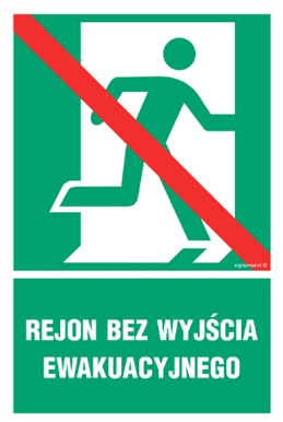 Znak rejon bez wyjścia ewakuacyjnego (AC027) Signproject