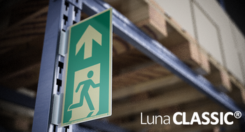 Znak Wyjście ewakuacyjne na wprost lewe uchylne (E305)