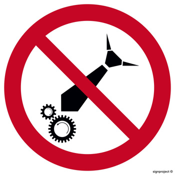 Znak Zakaz używania luźnej odzieży na Folii Samoprzylepnej (GA039)