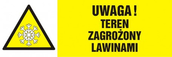 Znak Uwaga! Teren zagrożony lawinami na Folii Samoprzylepnej (NA021)
