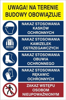 Tablica Uwaga, na terenie budowy na płycie PCV (319-305)