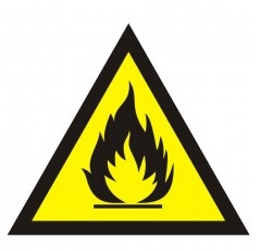Znak ostrzeżenie przed substancjami łatwopalnymi na płycie PCV (JA 003)