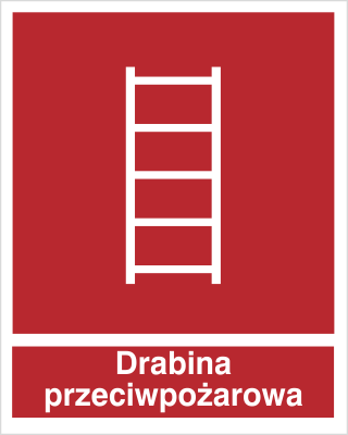 Znak drabina pożarowa (z opisem) na Folii Samoprzylepnej (213)