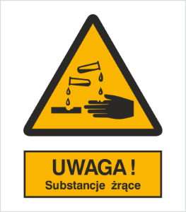 Znak uwaga substancje żrące (303)