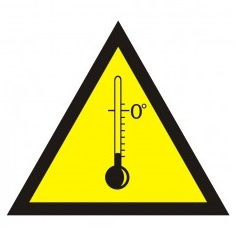 Znak ostrzeżenie przed niskimi temperaturami na Folii Samoprzylepnej (JA 008)