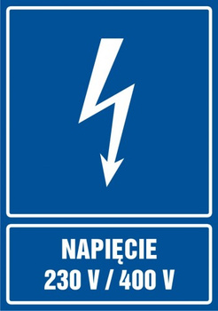 Znak Napięcie 230 V/400 V na Folii Samoprzylepnej (HG046)