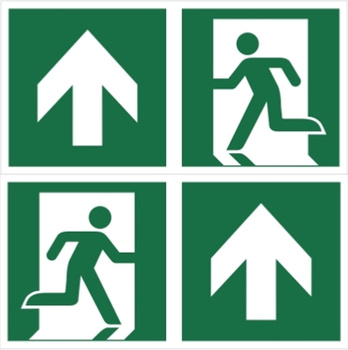 Znak podwieszany łączony wyjście ewakuacyjne ze strzałką GG+GG na Płycie Świecącej