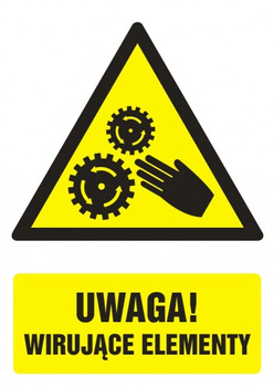 Znak Uwaga! Wirujące elementy na Folii Samoprzylepnej (GF045)