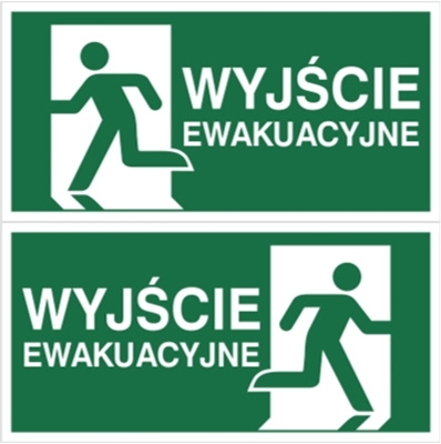 Znak podwieszany wyjście ewakuacyjne WE+WE na Płycie Świecącej