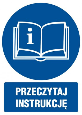 Znak przeczytaj instrukcję na płycie PCV (GL030)