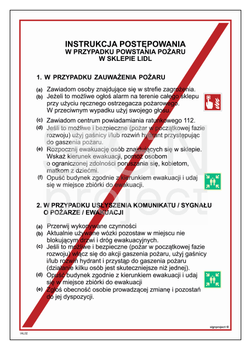 Instrukcja postępowania w przypadku powstania pożaru w sklepie Lidl (IAL02)