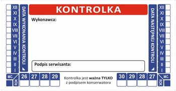 Etykieta kontrolna do gaśnicy – Kontrolka uniwersalna