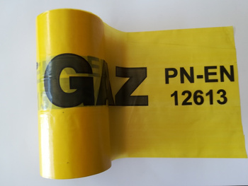 Taśma ostrzegawczo-lokalizacyjna (z wkładką metalową) GAZ PN-EN 12613 200mm/100m